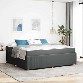 vidaXL Estrutura da Cama com colchão Cinza Escuro 200 x 200 cm tecido