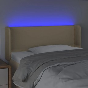 Cabeceira de cama c/ luzes LED tecido 93x16x78/88 cm cor creme