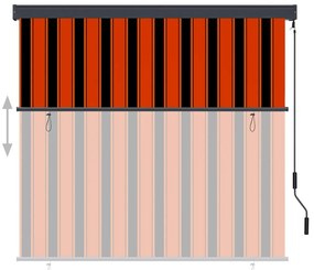 Estore de rolo para exterior 160x250 cm laranja e castanho