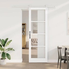 Conjunto de Porta Deslizante vidaXL com Ferragens Brancas 78x232 cm Madeira Sólida Pinheiro