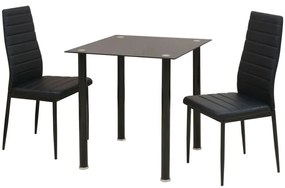 VidaXL Conjunto mesa de jantar e cadeiras 3 pcs preto