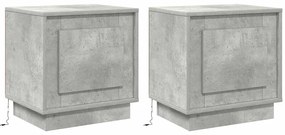 Cômodas de Cabeceira com Luzes LED 2 pcs Cinza Concreto 44x34,5x45 cm