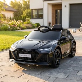 Carro elétrico para Crianças 12V 4x4 Audi RS6 Avant GT Rodas de espuma EVA, Assento Couro ecológico Preto