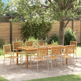 vidaXL Conjunto de Jantar de Jardim de 9 Peças Bege em Rattan Sintético de Acácia