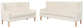 Conjunto de sofás 2 pcs tecido branco nata