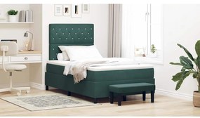 vidaXL Cama Box com Colchão e Banco Verde Escuro 120x190 cm Veludo