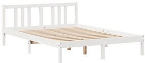 Estrutura de cama c/ cabeceira 150x200 cm pinho maciço branco