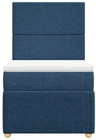 Cama com molas/colchão 100x200 cm tecido azul