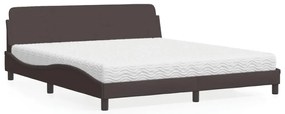 vidaXL Cama com colchão 180x200 cm tecido castanho-escuro