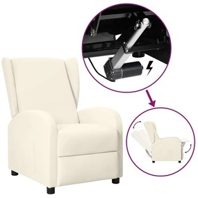 vidaXL Poltrona reclinável elevatória couro artificial cor creme
