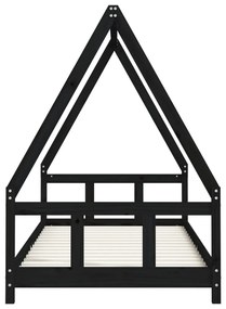 Estrutura de cama infantil 90x200 cm pinho maciço preto