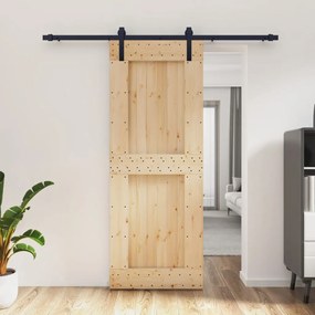 VidaXL Porta de correr com ferragens 80x210 cm madeira de pinho maciça