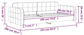 Sofá-cama 90x190 cm veludo cinzento-claro