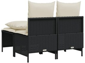 4 pcs conjunto de sofás para jardim c/ almofadões vime PE preto