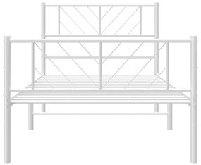 Estrutura de cama com cabeceira e pés 100x190 cm metal branco