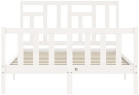 Cama sem colchão 140x190 cm madeira de pinho maciça branco