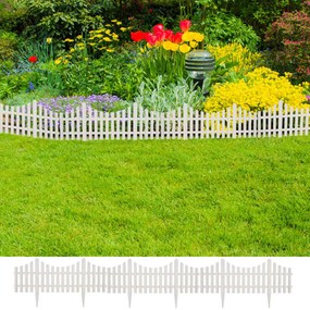 41227 vidaXL Divisória de relvado 17 pcs 10 m branco