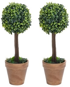 336517 vidaXL Plantas bolas de buxo artificiais c/ vasos 2 pcs 56 cm verde
