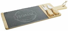 Tábua de corte DKD Home Decor Preto Natural Bambu Ardósia 40 x 14 x 2 cm