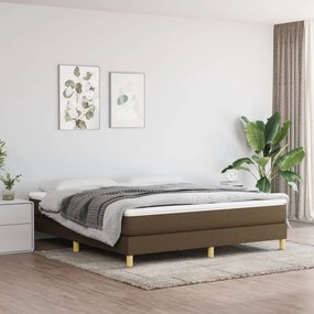 Estrutura de cama sem colchão 160x200 cm tecido castanho-escuro