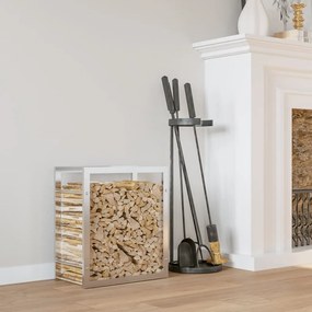 vidaXL Suporte para lenha 50x28x56 cm aço inoxidável