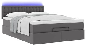 Cama otomana com colchões &amp; LEDs 140x200 cm couro artificial