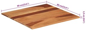 Tampo de mesa madeira de acácia maciça 15-16 mm 60x60 cm