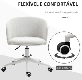 Cadeira de Escritório Giratória com Tecido de Linho Sintético Cadeira de Escritório Ergonómica com Altura Ajustável Apoio para os Braços e Assento Acolchoado Carga 120kg 57x56x70-78cm Cinza