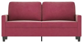 Sofá de 2 lugares veludo 140 cm vermelho tinto