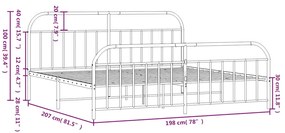 Estrutura de cama com cabeceira e pés 193x203 cm metal branco