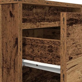Mesa de cabeceira com luzes LED 38x34x50 cm madeira velha