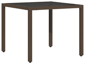 Conjunto de Jantar de Jardim 3 Peças com Almofadas Castanho Polyrattan