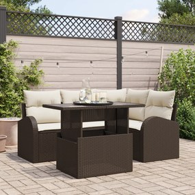 Conjunto de Sofá de Jardim vidaXL de 5 Peças com Almofadas em Rattan P