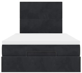 Estrutura de cama otomana com colchões 120x200 cm veludo preto