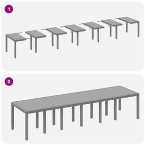 Conjunto de Jantar de 15 Peças vidaXL para Jardim com Almofadas Cinzen