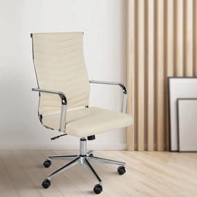 Cadeira de Escritório Canby de Couro Sintético Creme