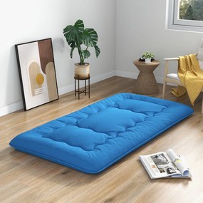 Colchão de chão enrolável Tatami Mat com capa lavável Tapete portátil com saco de transporte 200 x 90 x 10 cm Azul