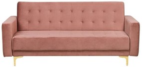Sofá-cama de 3 lugares em veludo rosa ABERDEEN Beliani