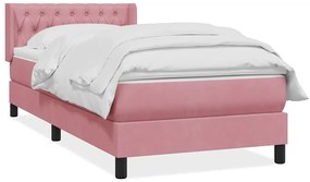 vidaXL Cama com molas/colchão rosa 90x220 cm veludo