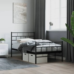 vidaXL Estrutura de cama com cabeceira e pés 80x200 cm metal preto
