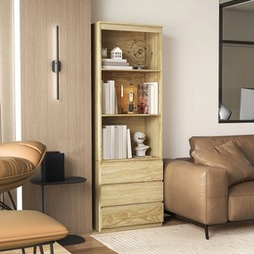 Estante com 60 x 35 x 180 cm com 3 prateleiras e 3 gavetas painéis de aglomerado com cor efeito de madeira