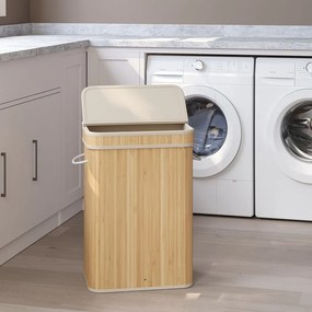 Cesto para roupa suja em bambu de 31,5 x 42,5 x 61 cm bege
