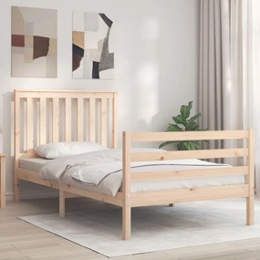 vidaXL Estrutura de cama com cabeceira 100x200 cm madeira maciça