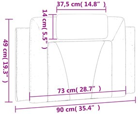 Almofadão de cabeceira 90 cm couro artificial castanho