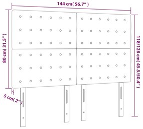 Cabeceira cama c/ LED couro artif. 144x5x118/128 cm cappuccino