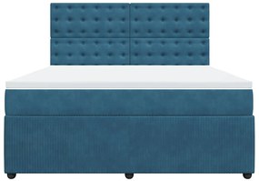 Cama com molas/colchão 180x200 cm veludo azul