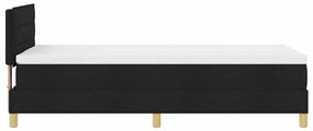 Cama Box Spring com Colchão &amp; LED Preta 90x190 cm Tecido