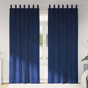 Cortinas Blackout vidaXL com Laços de Suspensão 2 pcs Veludo Azul Escu