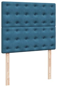 Cama boxspring com colchão 120x190 cm veludo azul-escuro