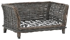 vidaXL Cesto p/ cães almofadão cinzento 50x33x30cm salgueiro genuíno
